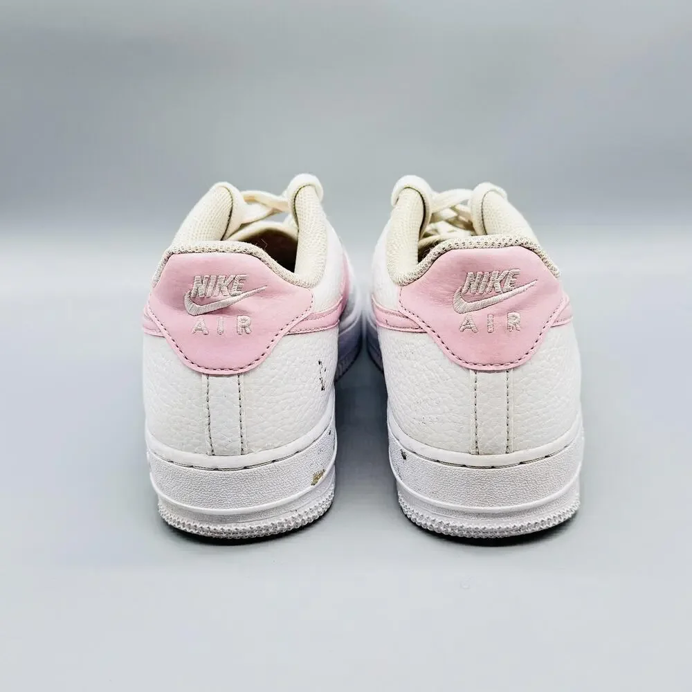 Nike Shoes Girls 7 White Pink Leather Air Force 1 LE Low Top Athletic Sneakers